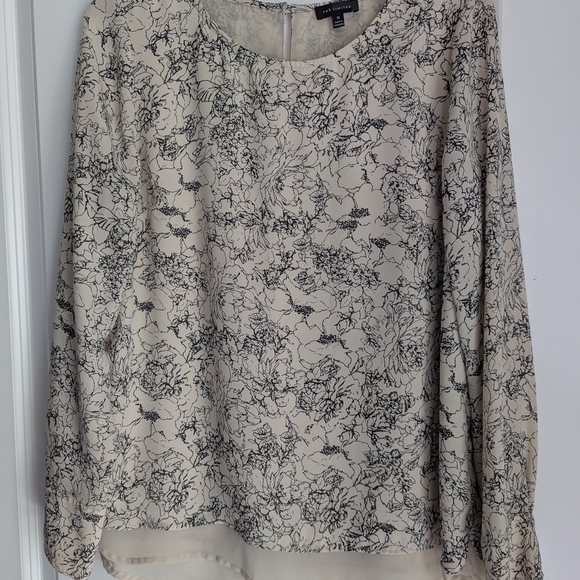 The Limited Tops - The Limited Cream and Black Patterned Blouse